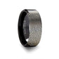 Fingerprint Black Tungsten Ring with Polished Beveled Edges and Brush Finished Center - 4mm - 10mm - 6mm