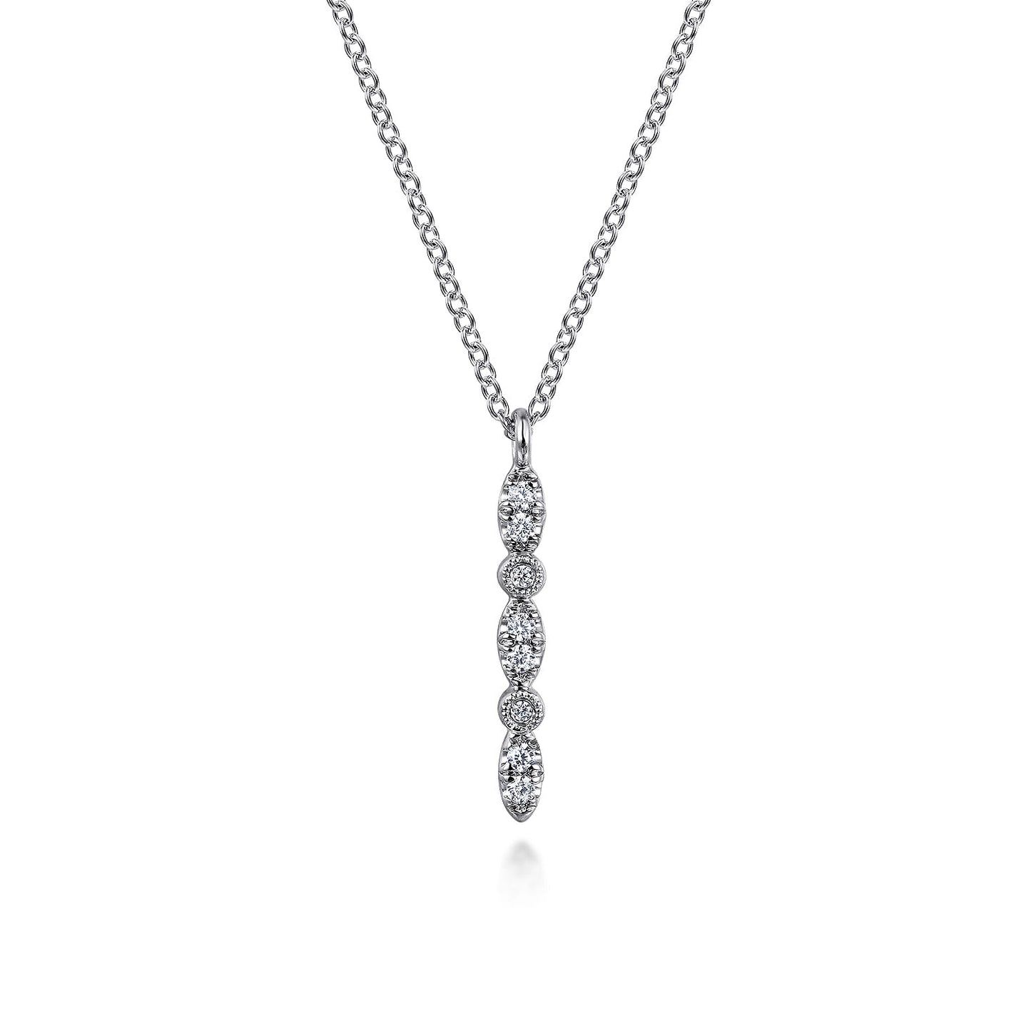 Gabriel & Co. 14K White Gold Diamond Bar Necklace .07CTW