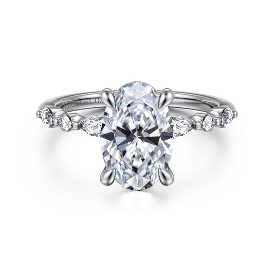 Gabriel & Co. Perry - 14K White Gold Oval Diamond Engagement Ring 10.5X7 SEMI 1/3CTW