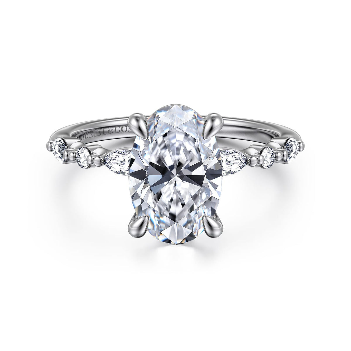 Gabriel & Co. Perry - 14K White Gold Oval Diamond Engagement Ring 10.5X7 SEMI 1/3CTW