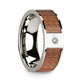 Men’s Polished 14k White Gold Wedding Band with Cherry Wood Inlay & Diamond Center - 8mm