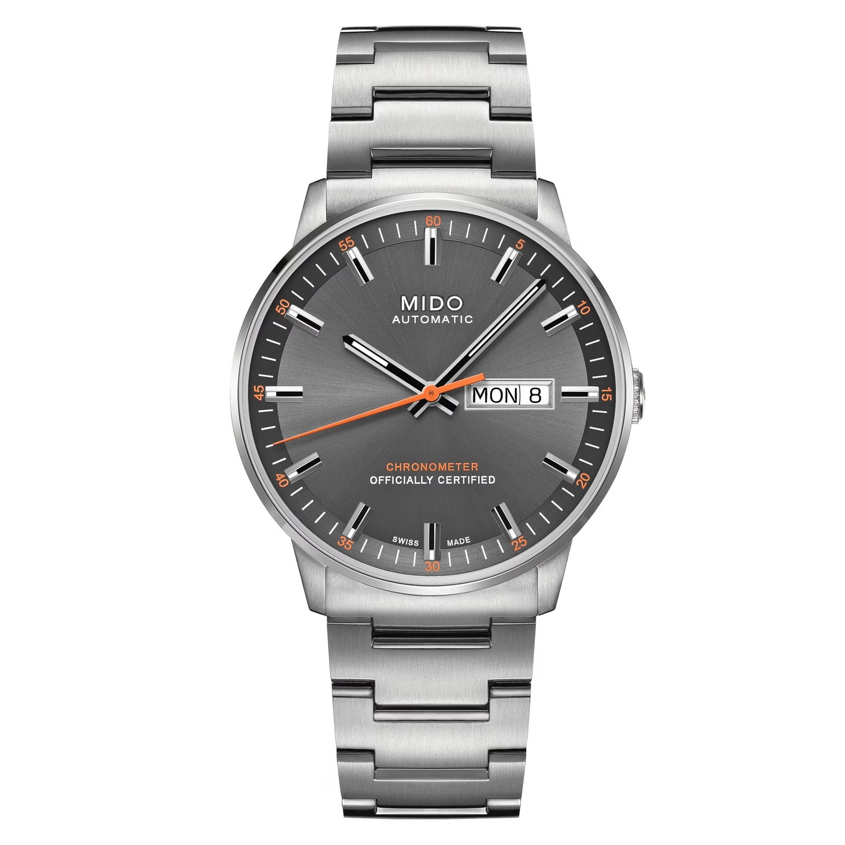 MIDO Commander Chronometer Anthracite and Orange Dial Stainless Steel Watch - 40mm