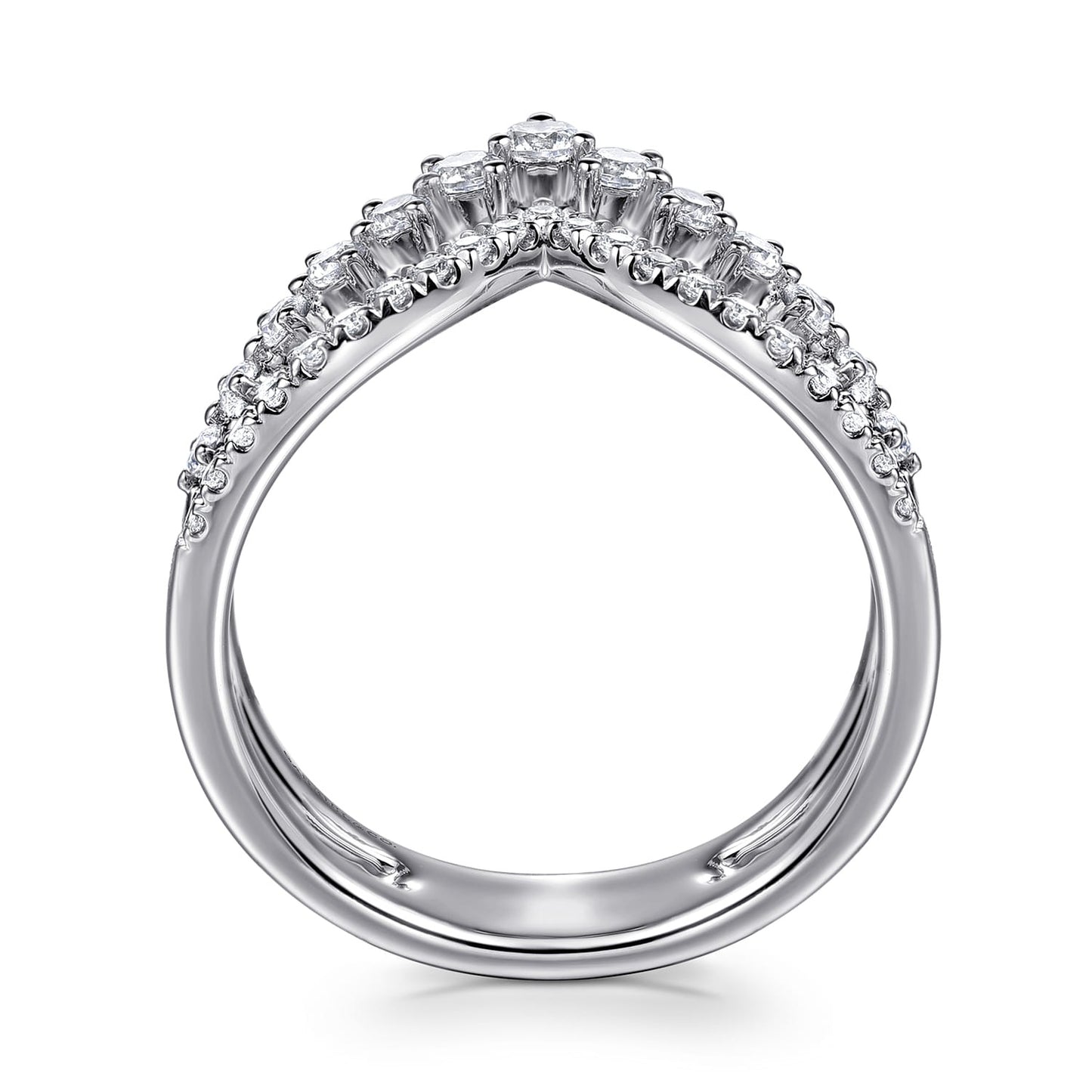 Gabriel & Co. 14K White Gold Graduating Diamond Chevron Ring 1/2CTW Kaslique
