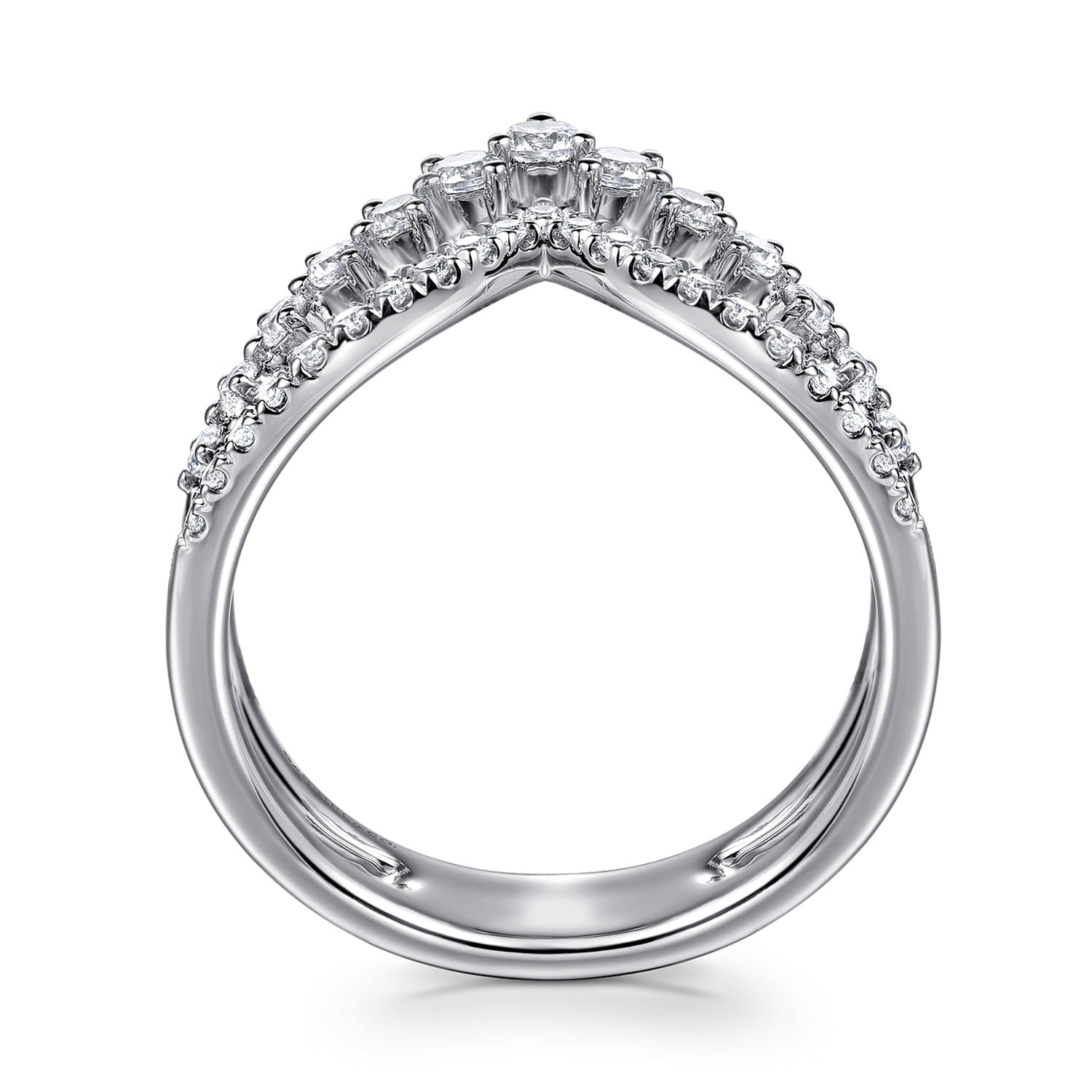 Gabriel & Co. 14K White Gold Graduating Diamond Chevron Ring 1/2CTW Kaslique