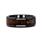TINE Black Ceramic Polished Beveled Men's Wedding Band with Dark Brown Antler Inlay - 6mm & 8mm