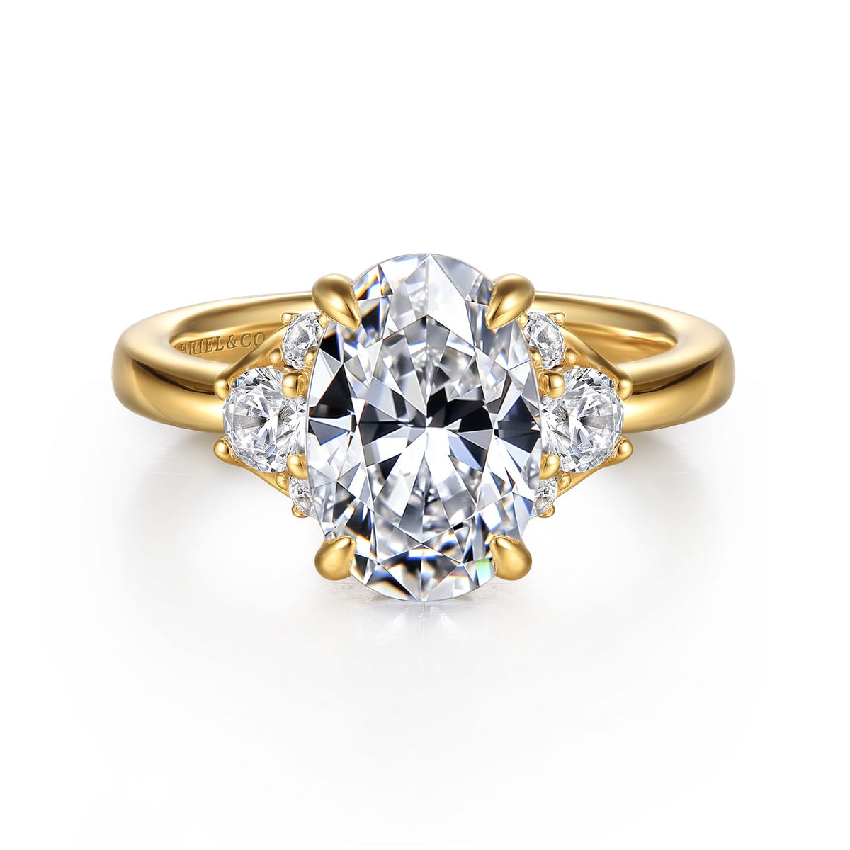 Gabriel & Co. Mattie - 14K Yellow Gold Oval Lotus Diamond Engagement Ring 10.5X7 1/2CTW