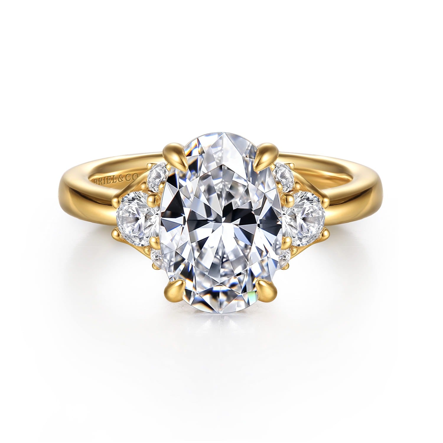 Gabriel & Co. Mattie - 14K Yellow Gold Oval Lotus Diamond Engagement Ring 10.5X7 1/2CTW