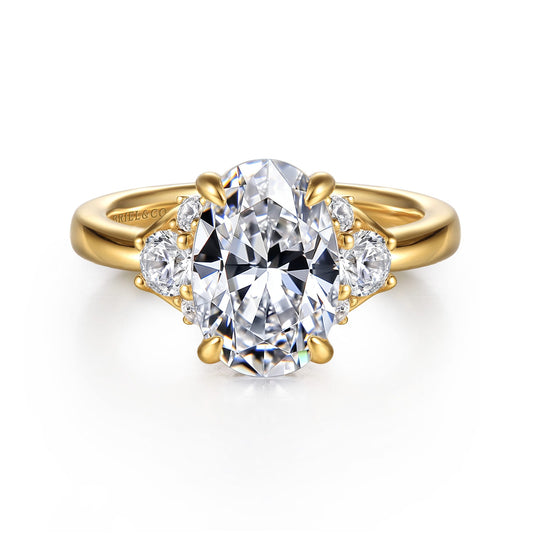 Gabriel & Co. Mattie - 14K Yellow Gold Oval Lotus Diamond Engagement Ring 10.5X7 1/2CTW