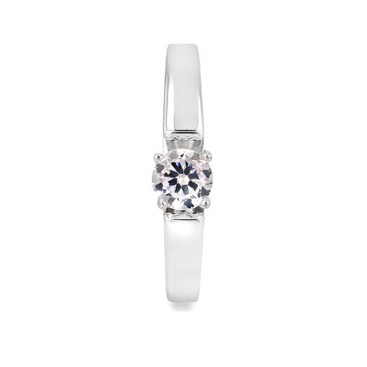 Solitaire Engagement Band with Cubic Zirconium Stone - 2mm