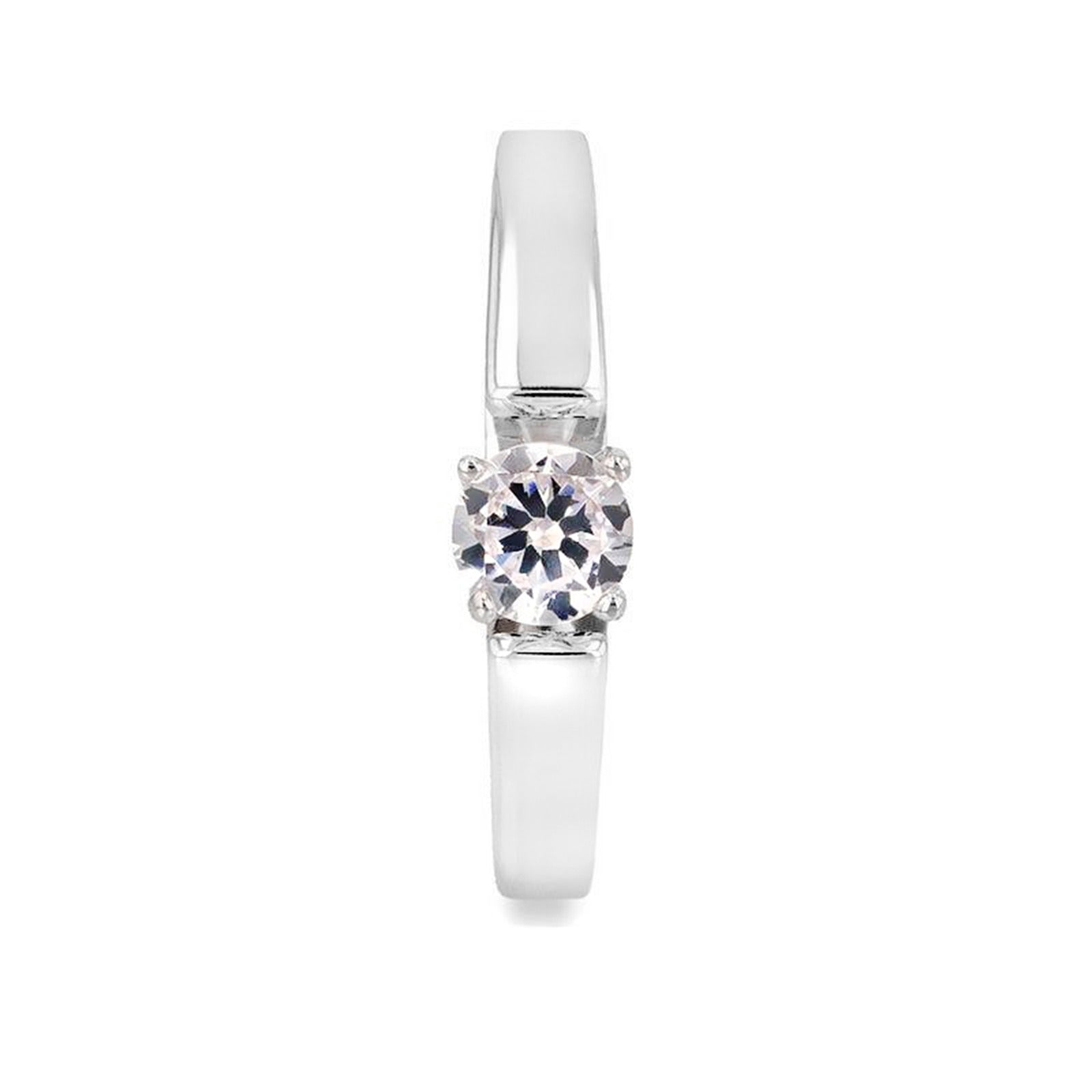 Solitaire Engagement Band with Cubic Zirconium Stone - 2mm