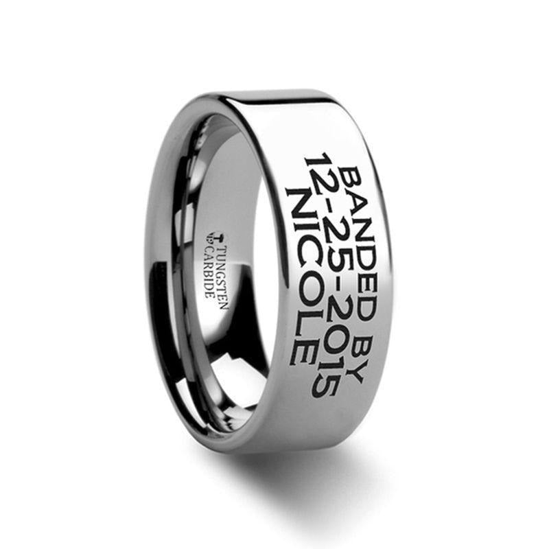 Duck Band Style Custom Engraved Ring Flat Polished- 4mm - 12mm - 6mm