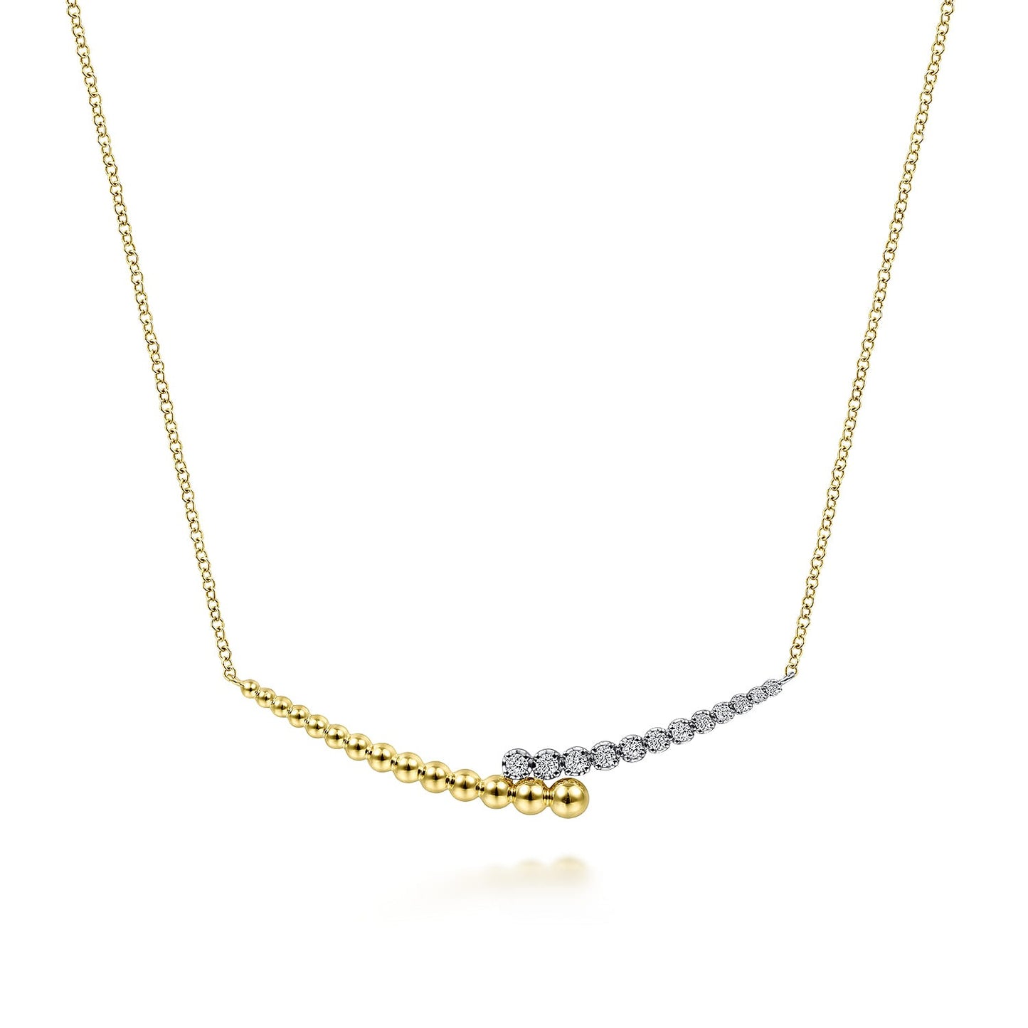 Gabriel & Co. 14K Yellow-White Gold Bujukan Diamond Bar Necklace .18CTW