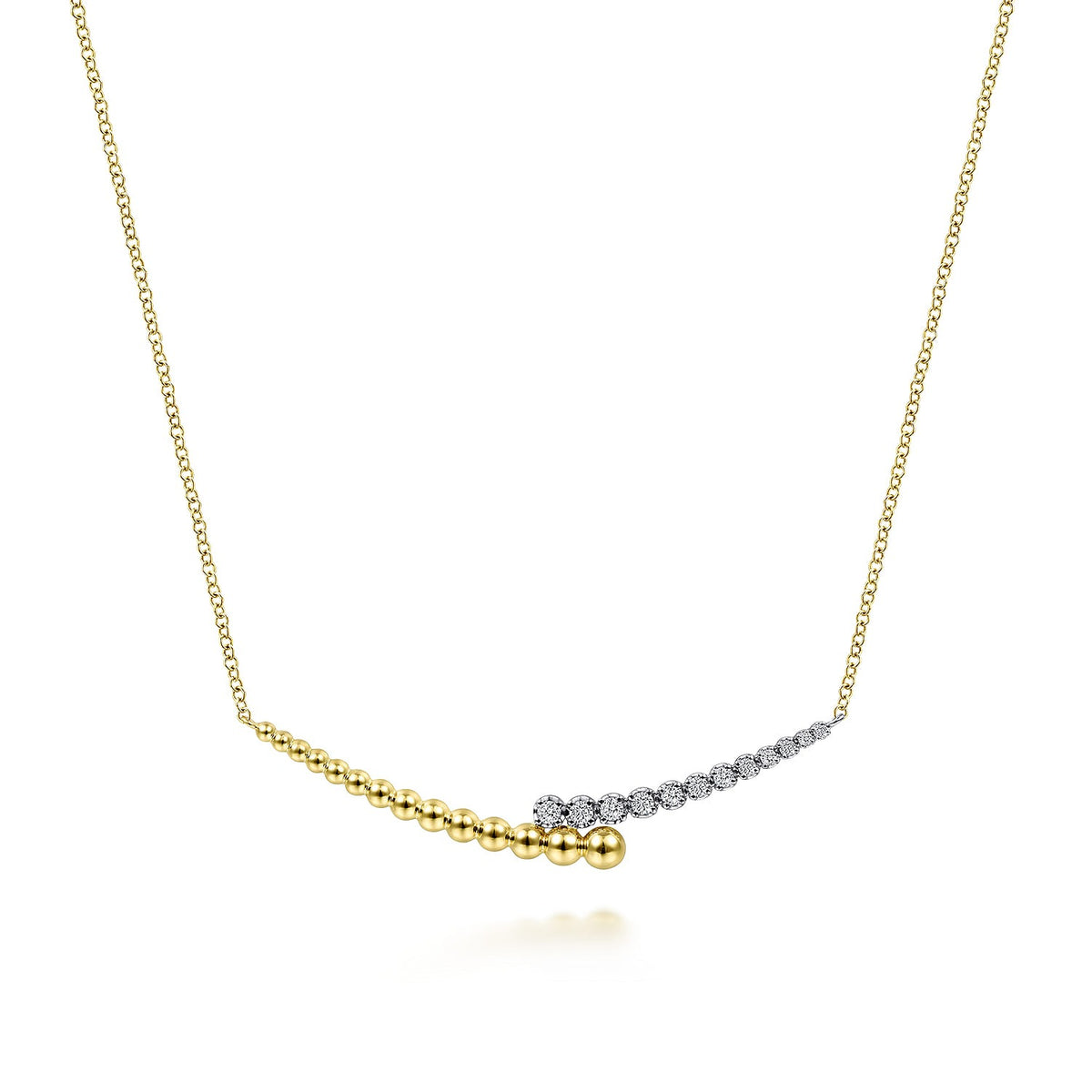 Gabriel & Co. 14K Yellow-White Gold Bujukan Diamond Bar Necklace .18CTW