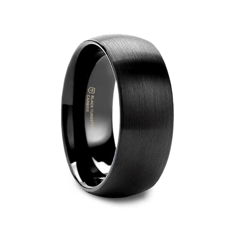 RAIDER Domed Brush Finished Black Tungsten Wedding Band - 2mm - 12mm - 8mm