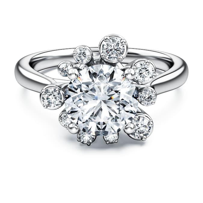 Galaxy ring Lab-grown diamonds 2 ct tw, Round shape, 14K white gold