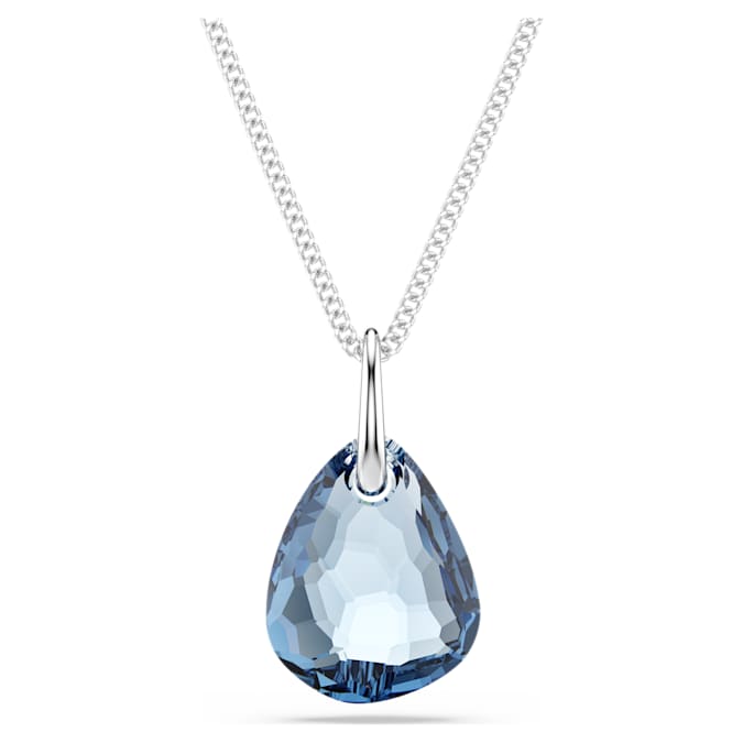 Galet pendant Blue, Rhodium plated