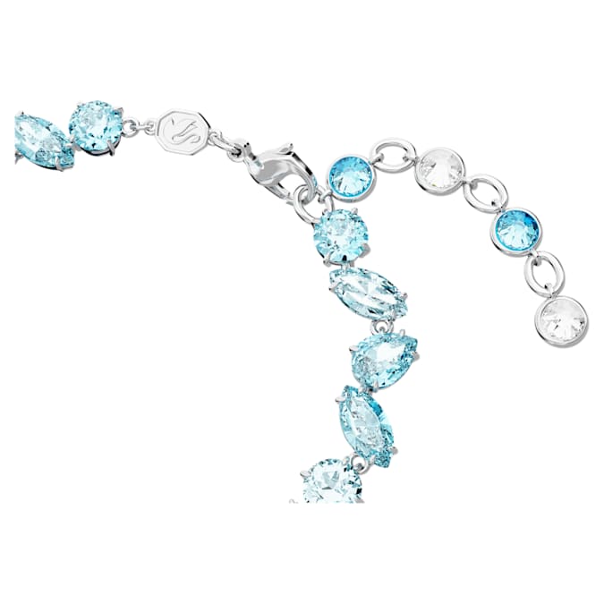 Gema bracelet Mixed cuts, Blue, Rhodium plated