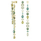 Gema drop earrings Asymmetrical design, Mixed cuts, Extra long, Green, Gold-tone plated