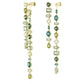 Gema drop earrings Asymmetrical design, Mixed cuts, Extra long, Green, Gold-tone plated