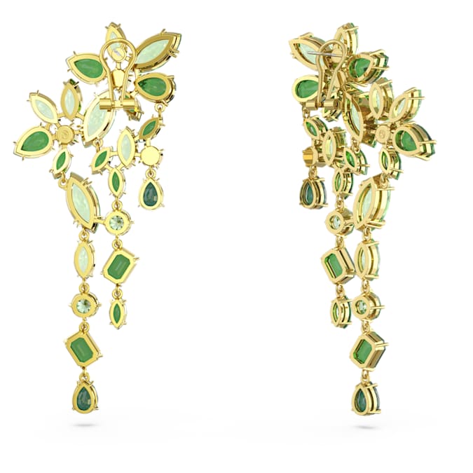 Gema drop earrings Mixed cuts, Green, Gold-tone plated