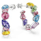 Gema hoop earrings Asymmetrical design, Mixed cuts, Small, Multicolored, Rhodium plated