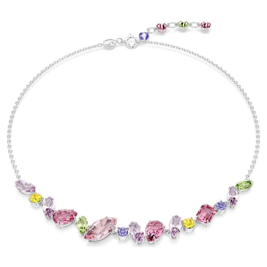 Gema necklace Mixed cuts, Multicolored, Rhodium plated
