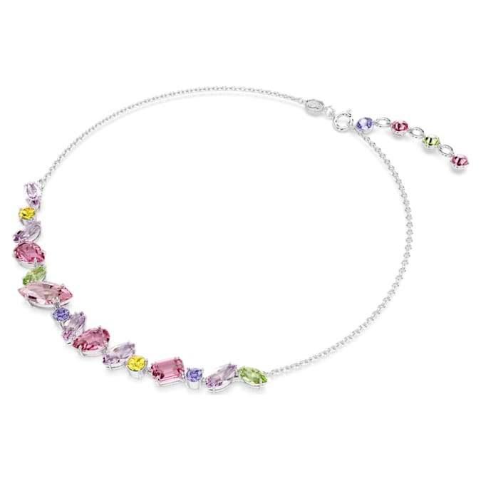 Gema necklace Mixed cuts, Multicolored, Rhodium plated