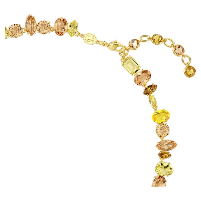 Gema necklace Mixed cuts, Yellow, Gold-tone plated