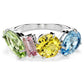 Gema ring Mixed cuts, Multicolored, Rhodium plated