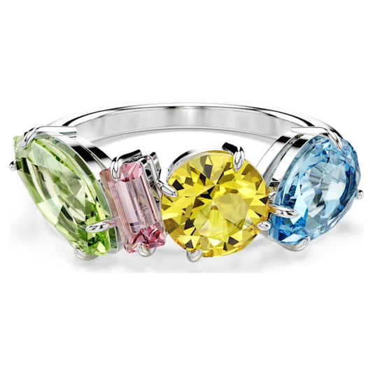 Gema ring Mixed cuts, Multicolored, Rhodium plated