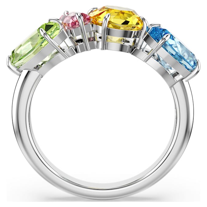 Gema ring Mixed cuts, Multicolored, Rhodium plated