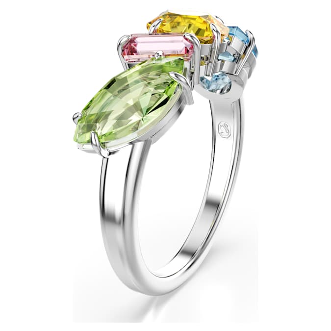 Gema ring Mixed cuts, Multicolored, Rhodium plated