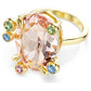 Gema ring Set (3), Mixed cuts, Multicolored, Gold-tone plated