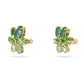 Gema stud earrings Mixed cuts, Flower, Green, Gold-tone plated