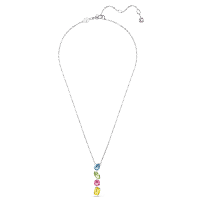 Gema Y pendant Mixed cuts, Multicolored, Rhodium plated
