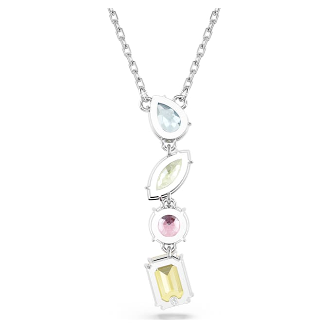 Gema Y pendant Mixed cuts, Multicolored, Rhodium plated