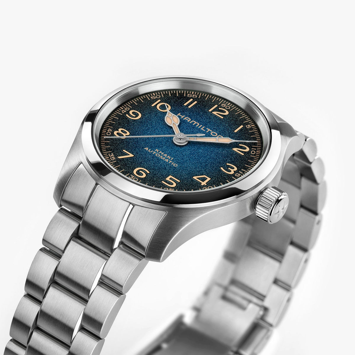 Hamilton Khaki Field Murph Auto 38mm H70405140 blue dial - case detail