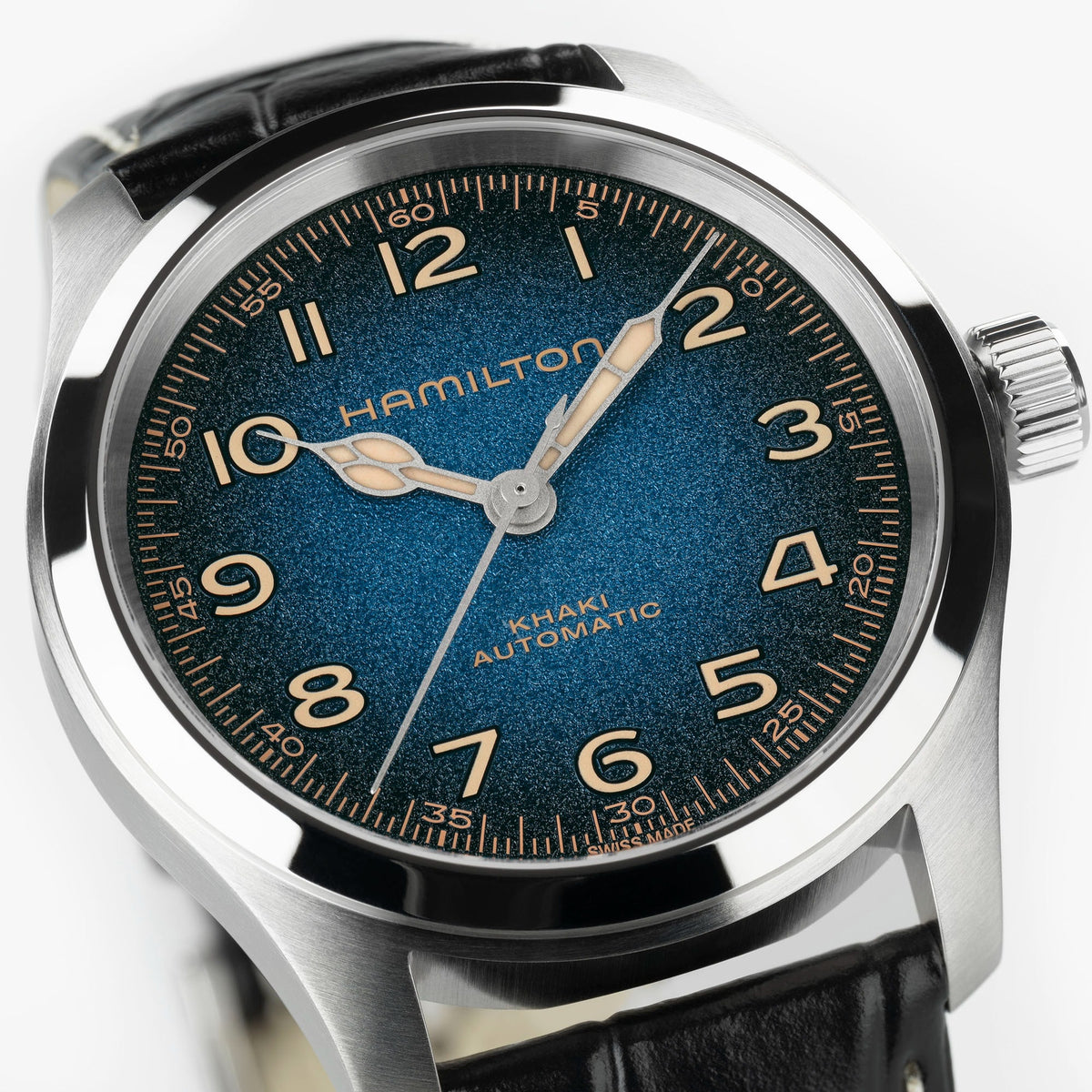 Hamilton Khaki Field Murph Auto 38mm H70405740 blue dial - dial detail