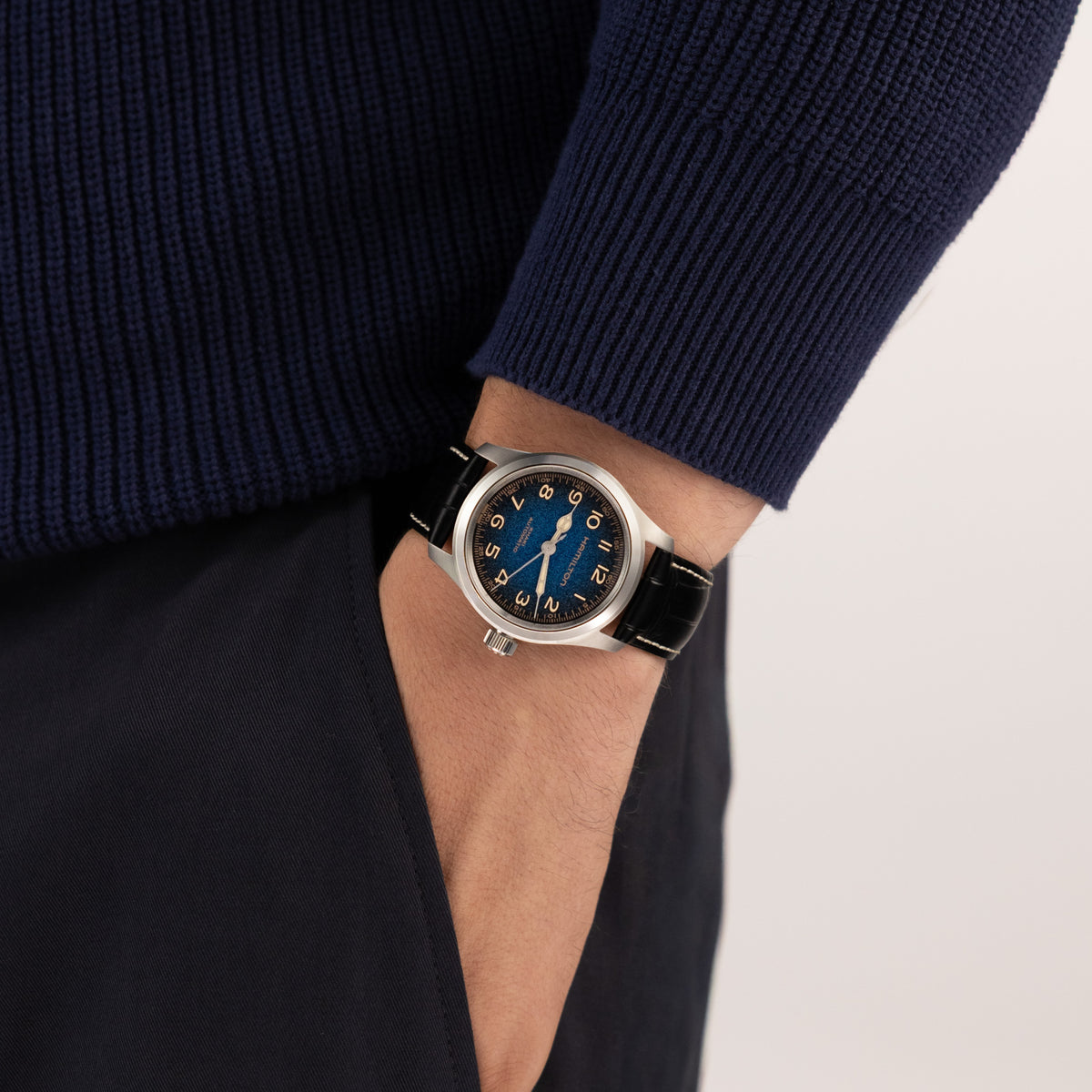 Hamilton Khaki Field Murph Auto 38mm H70405740 blue dial - on the wrist