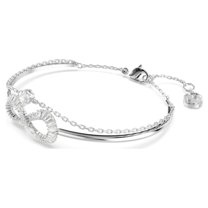 Hyperbola bangle Infinity, White, Rhodium plated