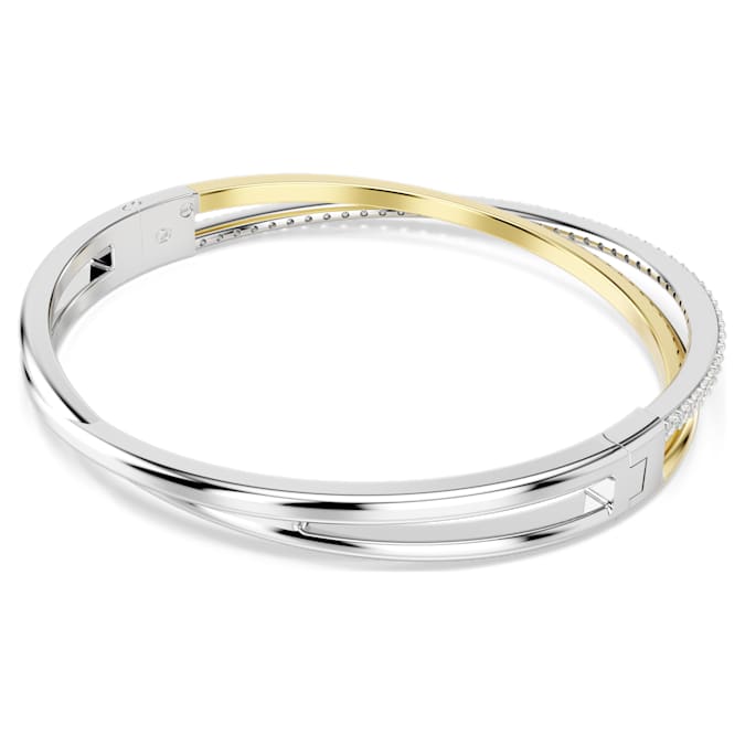 Hyperbola bangle Round cut, White, Mixed metal finish