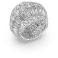 Hyperbola cocktail ring Mixed cuts, White, Rhodium plated