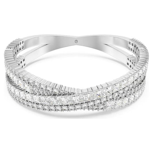 Hyperbola cuff Mixed cuts, Infinity, White, Rhodium plated
