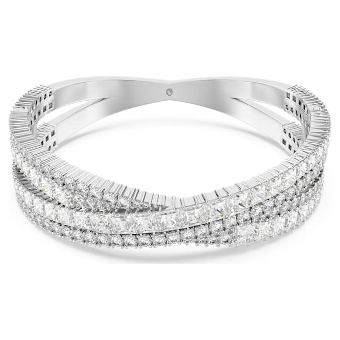 Hyperbola cuff Mixed cuts, Infinity, White, Rhodium plated