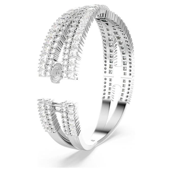 Hyperbola cuff Mixed cuts, Infinity, White, Rhodium plated