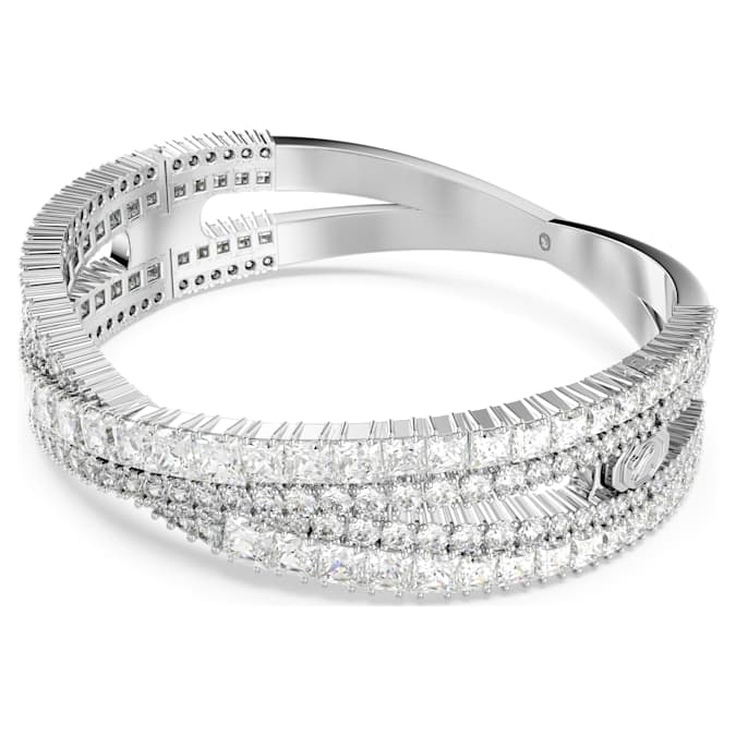 Hyperbola cuff Mixed cuts, Infinity, White, Rhodium plated