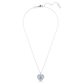 Hyperbola pendant Heart, Blue, Rhodium plated