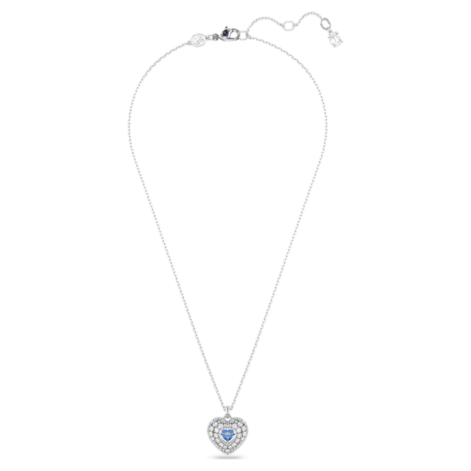 Hyperbola pendant Heart, Blue, Rhodium plated