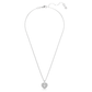Hyperbola pendant Heart, White, Rhodium plated