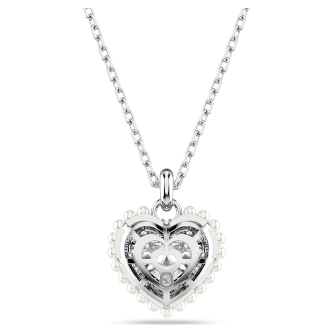 Hyperbola pendant Heart, White, Rhodium plated